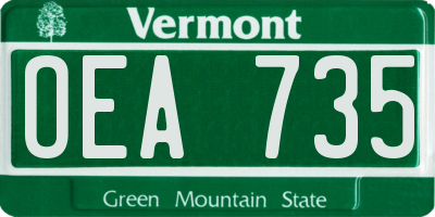 VT license plate OEA735
