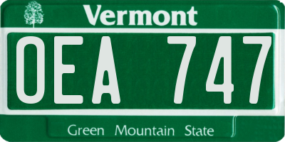 VT license plate OEA747