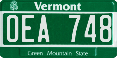 VT license plate OEA748