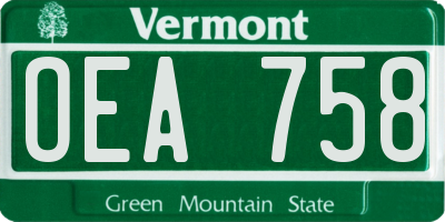 VT license plate OEA758
