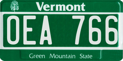 VT license plate OEA766