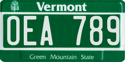 VT license plate OEA789