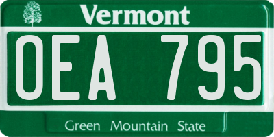 VT license plate OEA795
