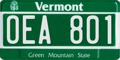 VT license plate OEA801