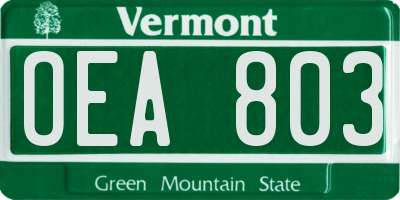 VT license plate OEA803