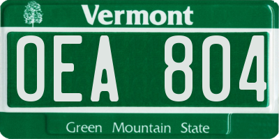 VT license plate OEA804