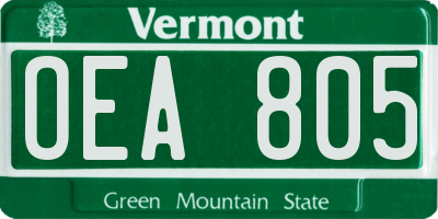 VT license plate OEA805