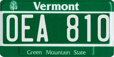 VT license plate OEA810