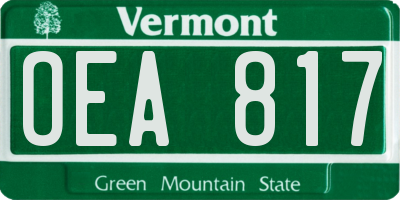 VT license plate OEA817