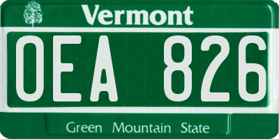 VT license plate OEA826