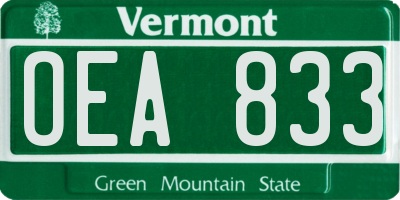 VT license plate OEA833
