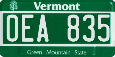 VT license plate OEA835