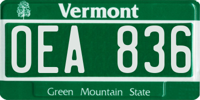VT license plate OEA836