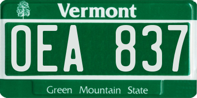 VT license plate OEA837