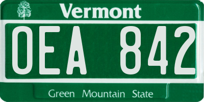 VT license plate OEA842