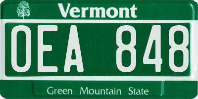 VT license plate OEA848