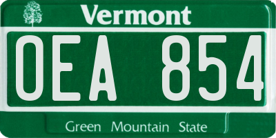 VT license plate OEA854