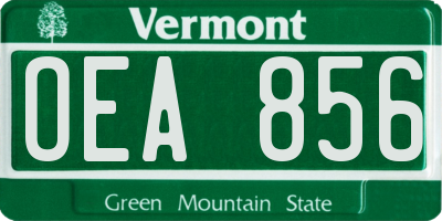 VT license plate OEA856