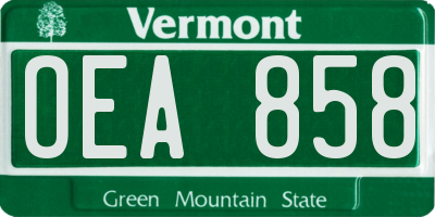 VT license plate OEA858
