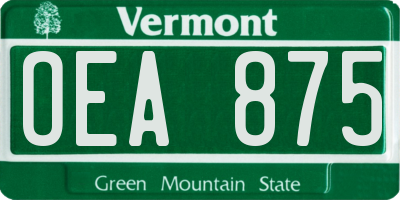VT license plate OEA875