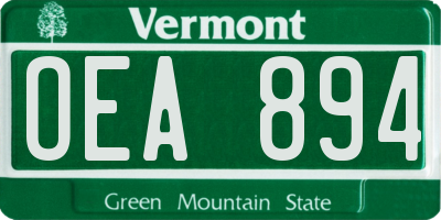 VT license plate OEA894