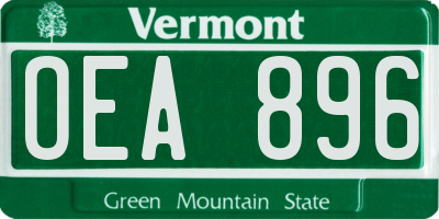 VT license plate OEA896