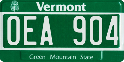 VT license plate OEA904
