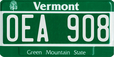 VT license plate OEA908