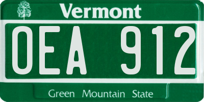 VT license plate OEA912