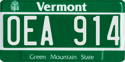 VT license plate OEA914