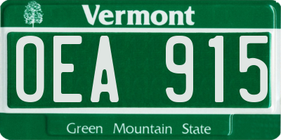 VT license plate OEA915