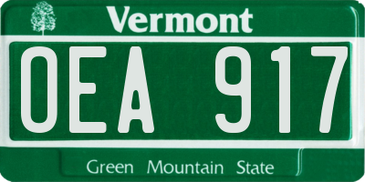 VT license plate OEA917