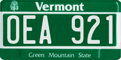 VT license plate OEA921