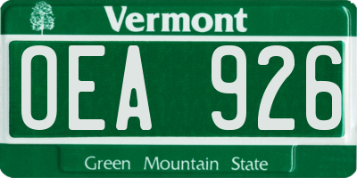 VT license plate OEA926