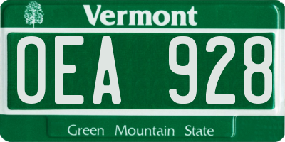 VT license plate OEA928