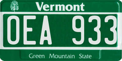 VT license plate OEA933