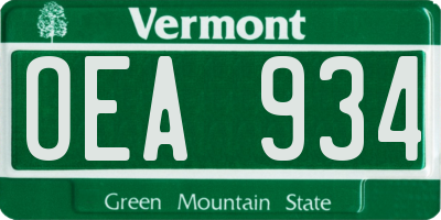 VT license plate OEA934
