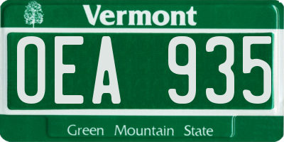VT license plate OEA935
