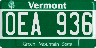 VT license plate OEA936