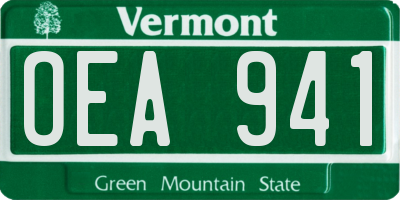 VT license plate OEA941