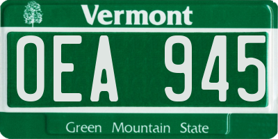 VT license plate OEA945