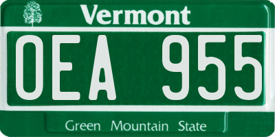 VT license plate OEA955