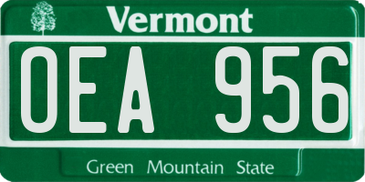 VT license plate OEA956