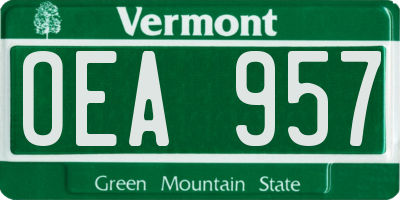 VT license plate OEA957