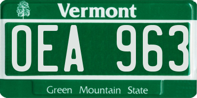 VT license plate OEA963