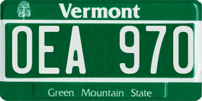 VT license plate OEA970