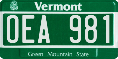 VT license plate OEA981