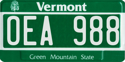 VT license plate OEA988