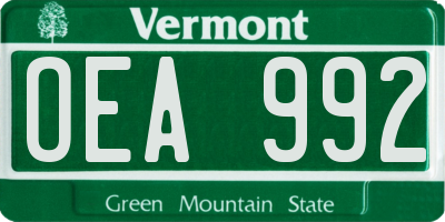 VT license plate OEA992