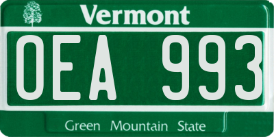 VT license plate OEA993
